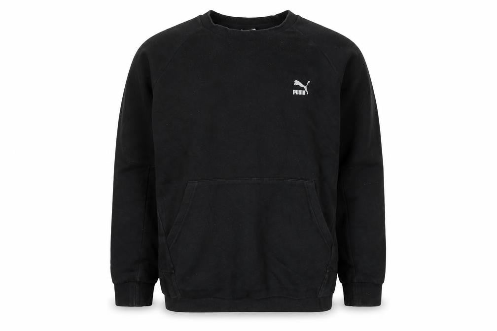 Front view of Puma Men's Black 2XL Pullover Sweatshirt Crew Neck Fleece