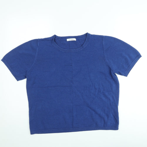 Marks and Spencer Womens Blue Cotton Short Sleeve Pullover Jumper 2XL