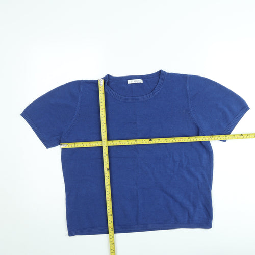 Marks and Spencer Womens Blue Cotton Short Sleeve Pullover Jumper 2XL
