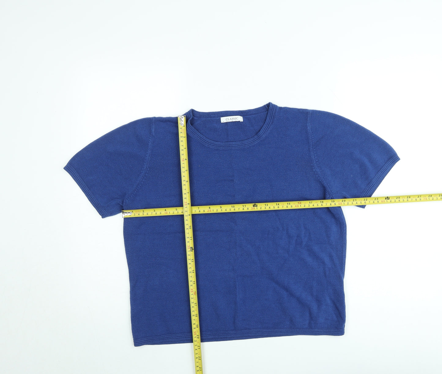 Marks and Spencer Womens Blue Cotton Short Sleeve Pullover Jumper 2XL