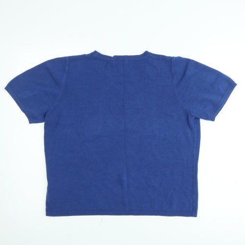 Marks and Spencer Womens Blue Cotton Short Sleeve Pullover Jumper 2XL