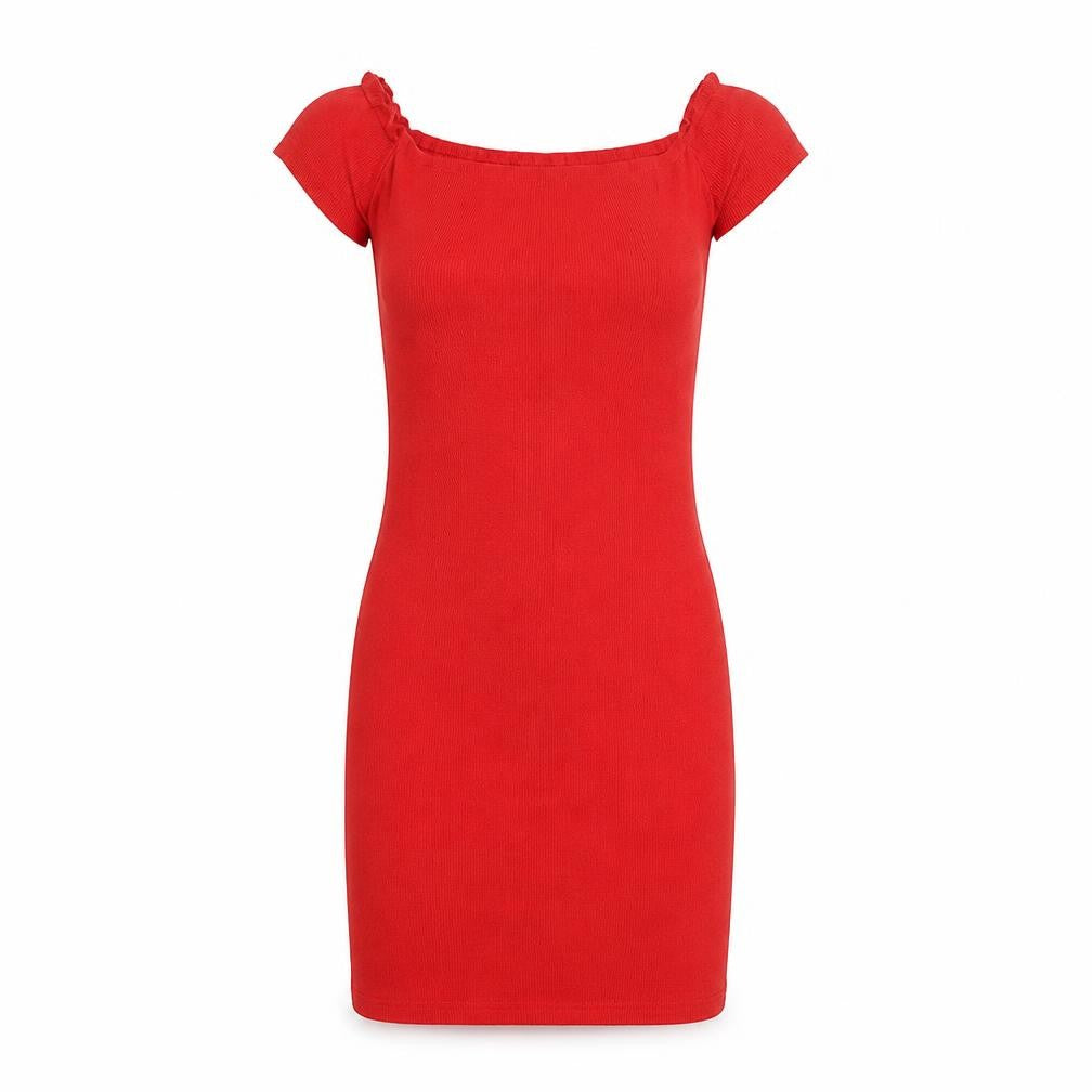 Bershka Women Red Short Sleeve Bodycon Dress Size S