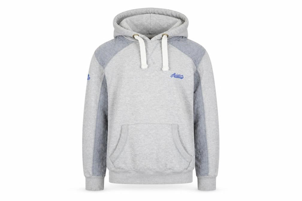 Front view of Aviator Men Grey Hoodie Medium Pullover Cotton Blend Casual