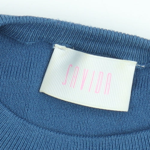 Savida Women Blue Lace Long Sleeve Pullover Jumper Size M