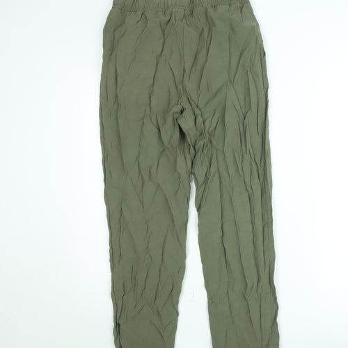 MNG Women Green Viscose Jogger Trousers Size S Casual Lightweight