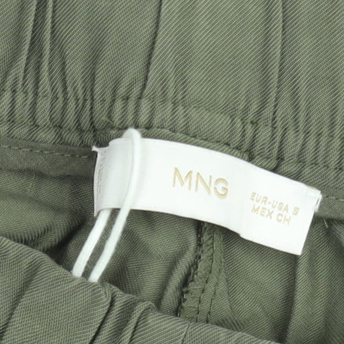 MNG Women Green Viscose Jogger Trousers Size S Casual Lightweight