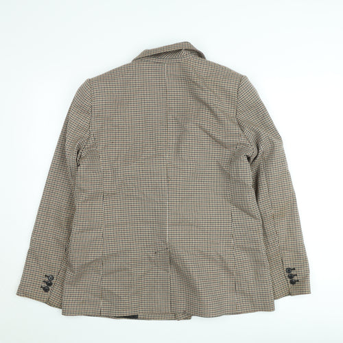 MNG Women's Brown Houndstooth Double-Breasted Blazer Size 14