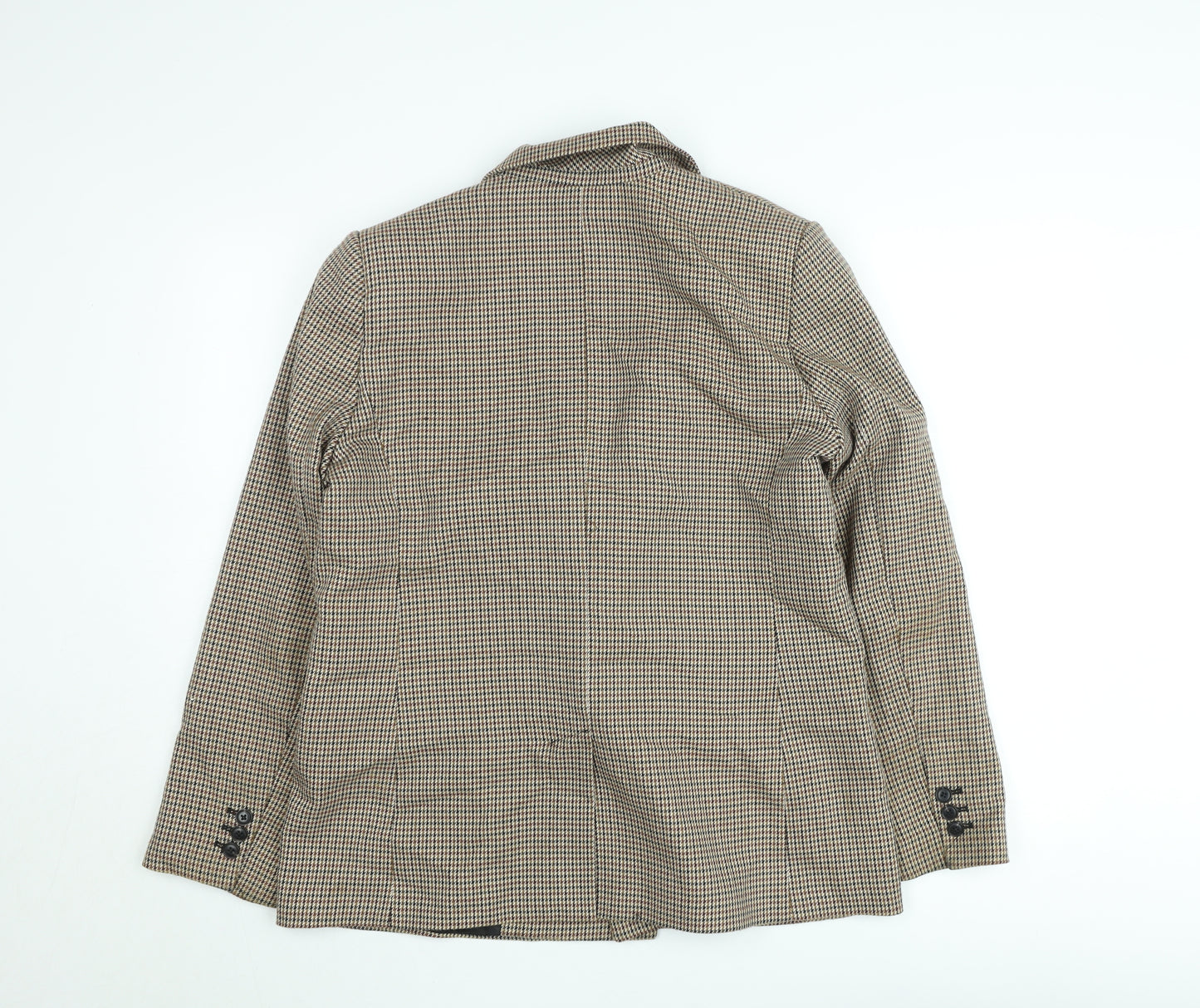 MNG Women's Brown Houndstooth Double-Breasted Blazer Size 14