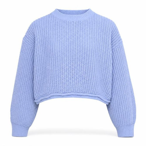 Bershka Women Purple Cropped Knit Jumper Size 10