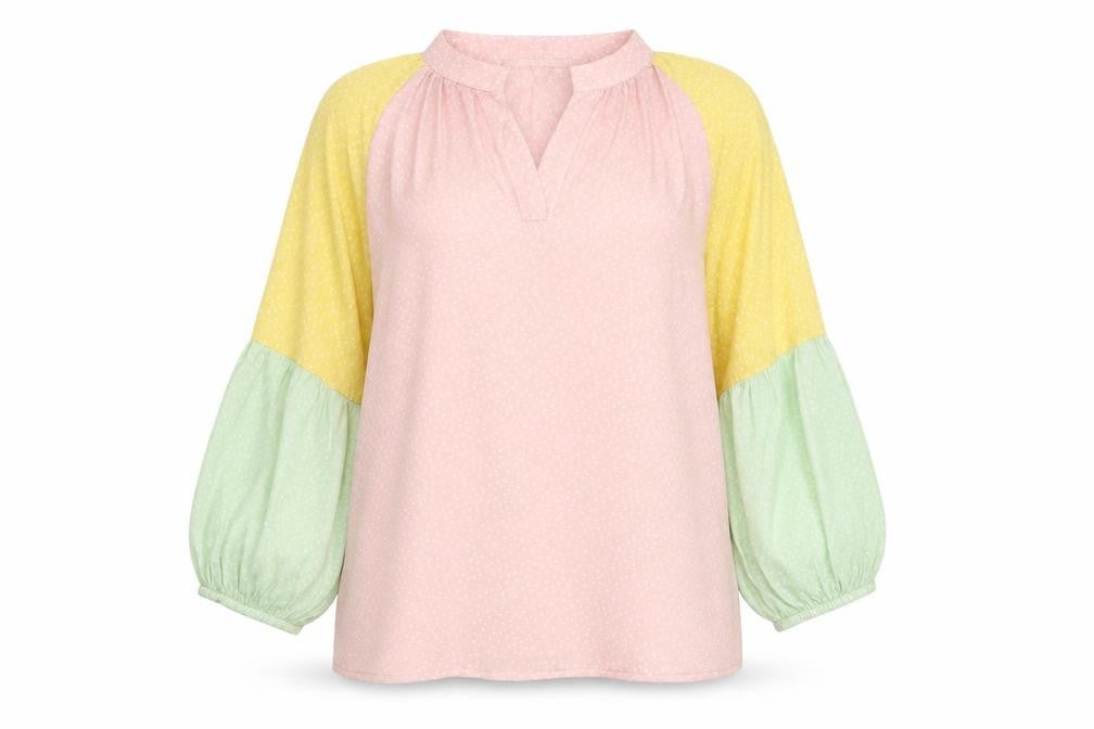 Front view of Costa Mani Women's Multicoloured Polka Dot Tunic Blouse, size L