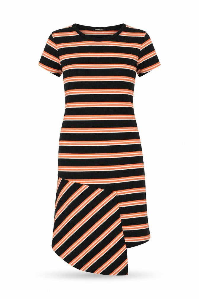 Front view of Clockhouse Women's Multicoloured Striped T-Shirt Dress S