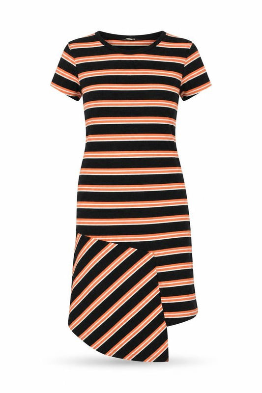 Front view of Clockhouse Women's Multicoloured Striped T-Shirt Dress S