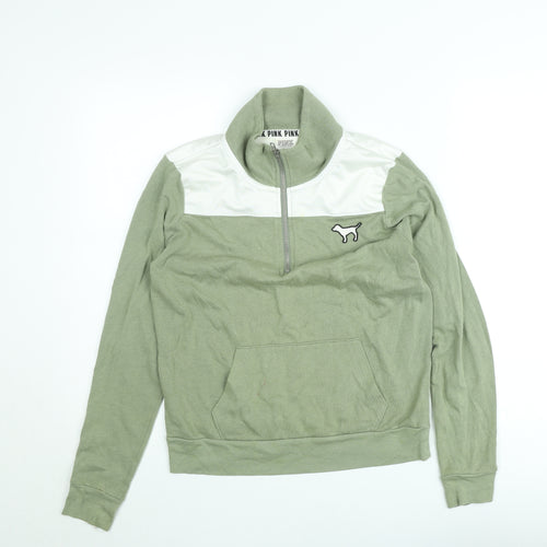 Victoria's Secret PINK Women's Green 1/4 Zip Pullover Sweatshirt XS