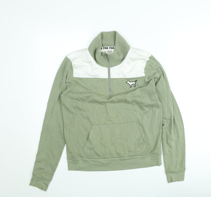 Victoria's Secret PINK Women's Green 1/4 Zip Pullover Sweatshirt XS
