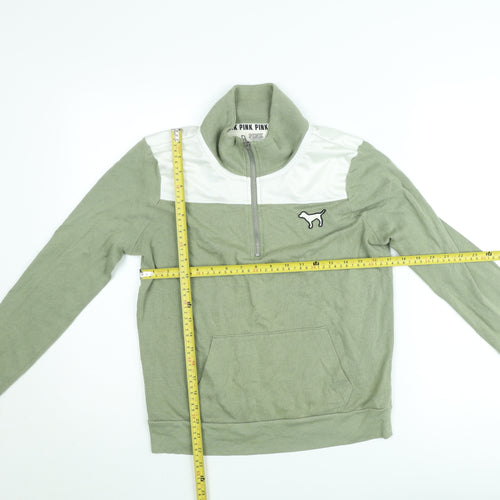 Victoria's Secret PINK Women's Green 1/4 Zip Pullover Sweatshirt XS
