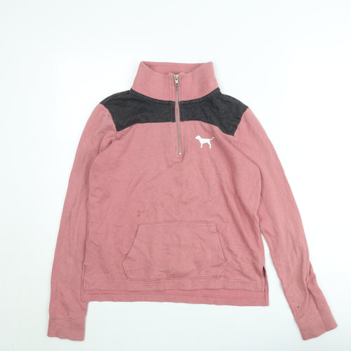 Victoria's Secret PINK Women's Pink 1/4 Zip Sweatshirt XS Cotton Blend