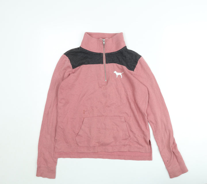 Victoria's Secret PINK Women's Pink 1/4 Zip Sweatshirt XS Cotton Blend