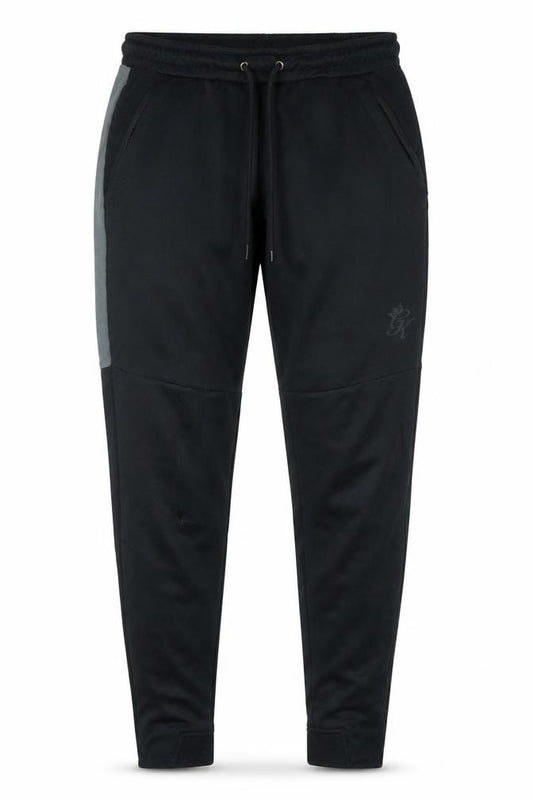 Front view of Gym King Men's Black Slim Fit Jogger Trousers, size M
