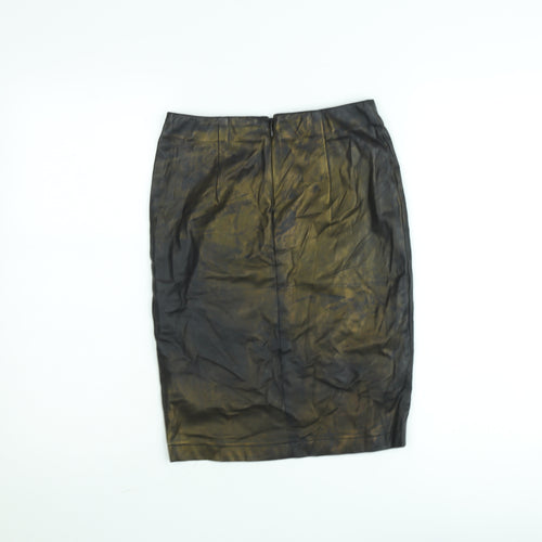ICHI Women's Black Faux Leather Pencil Skirt Size 8
