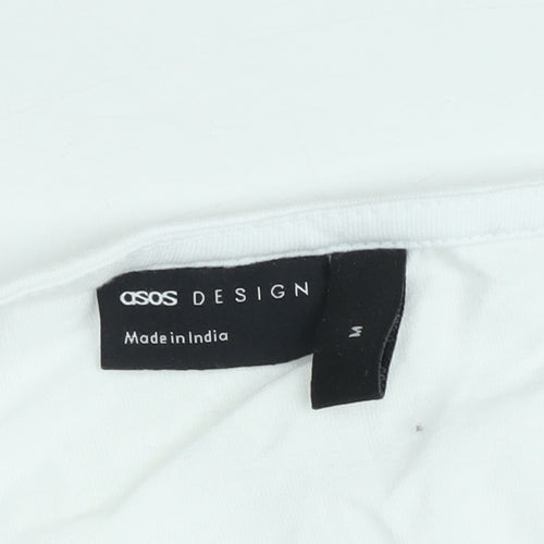 ASOS DESIGN Women's White Cropped Puff Sleeve Cotton Blouse M