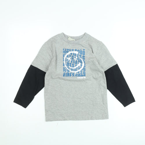 Kangaroo Poo Boys Grey Long Sleeve Graphic Pullover T-Shirt 5-6 Years