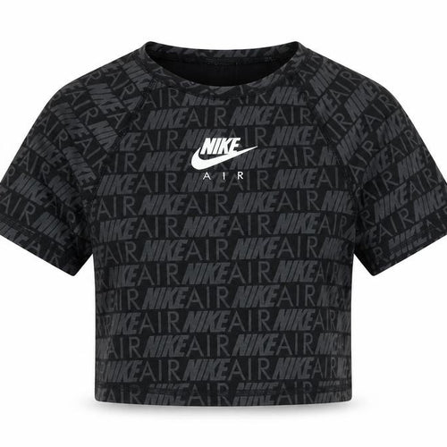 Nike Girls Black XS Cropped Logo T-Shirt Lightweight Cotton Blend