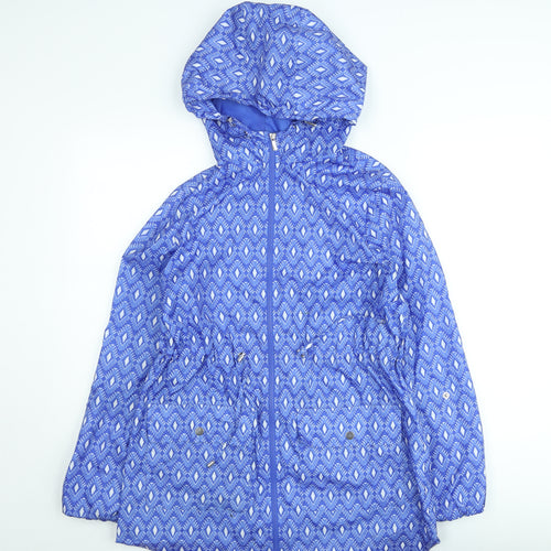 Dunnes Women Blue Hooded Rain Coat Jacket Size M