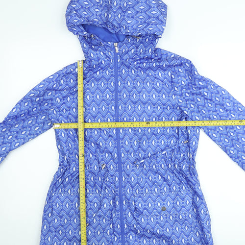 Dunnes Women Blue Hooded Rain Coat Jacket Size M