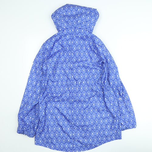 Dunnes Women Blue Hooded Rain Coat Jacket Size M