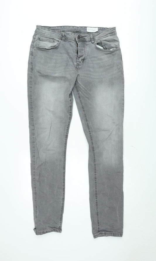 Denim Co Mens Grey Slim Fit Jeans W36 L34 Grey Denim Casual