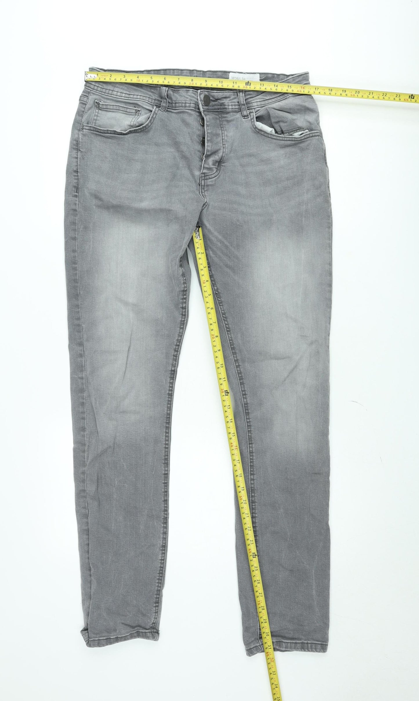 Denim Co Mens Grey Slim Fit Jeans W36 L34 Grey Denim Casual