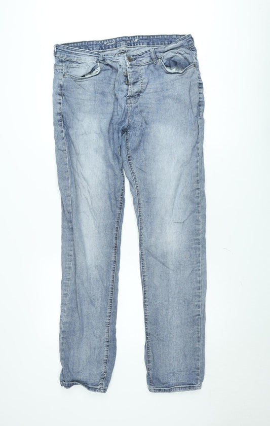 Denim & Co. Men's Blue Light Wash Straight Fit Stretch Jeans Size L