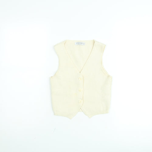 Stradivarius Womens Beige Knit Sleeveless V-Neck Button Blouse XS