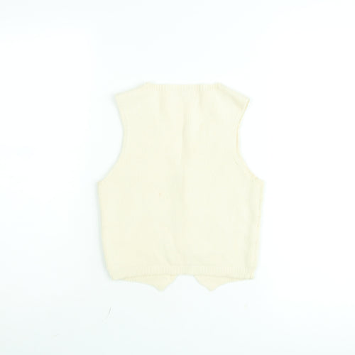 Stradivarius Womens Beige Knit Sleeveless V-Neck Button Blouse XS