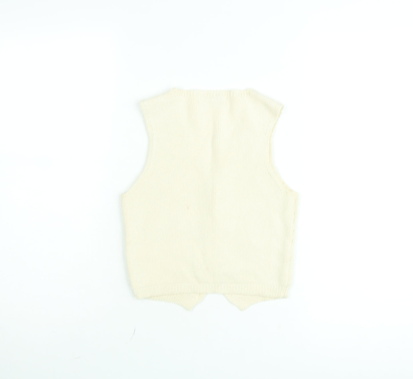 Stradivarius Womens Beige Knit Sleeveless V-Neck Button Blouse XS