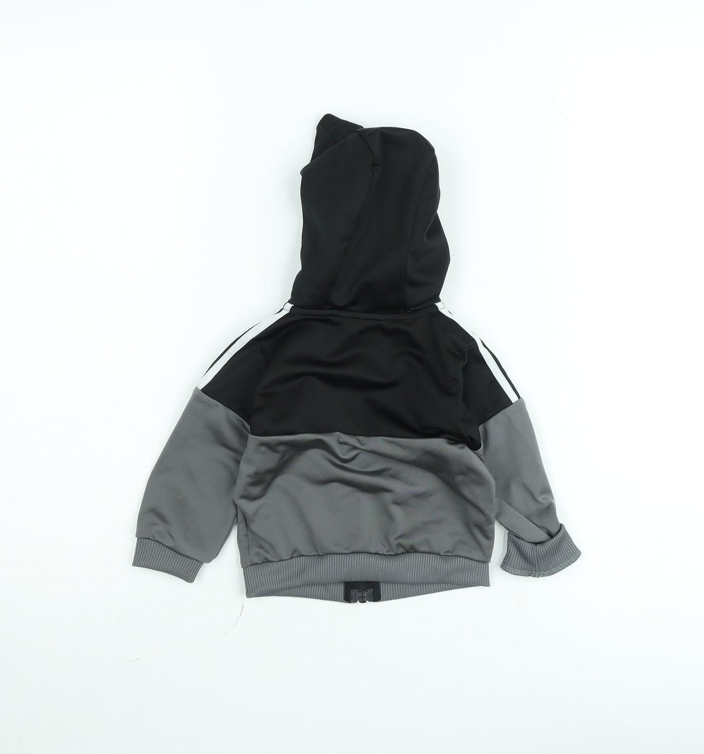 Adidas Boys Grey Hooded Track Jacket 6-9 Months Full Zip Sportswear