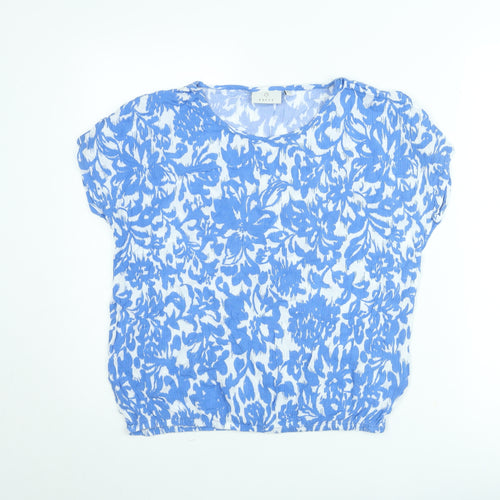 Kaffe Women Blue Floral Short Sleeve Tunic Blouse Size S