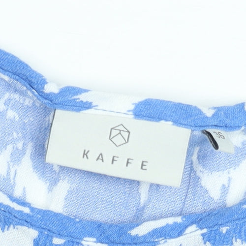 Kaffe Women Blue Floral Short Sleeve Tunic Blouse Size S