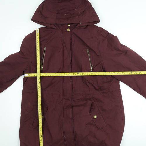 Paco Boutique Womens Red Hooded Parka Jacket Size 18