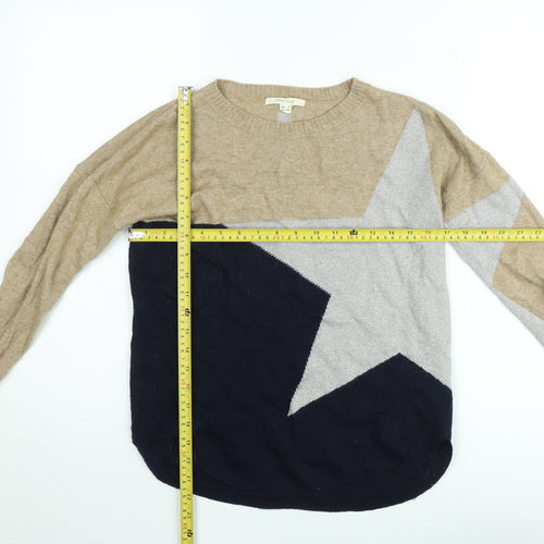 White Stuff Women’s Beige Star Wool Blend Jumper Size 8