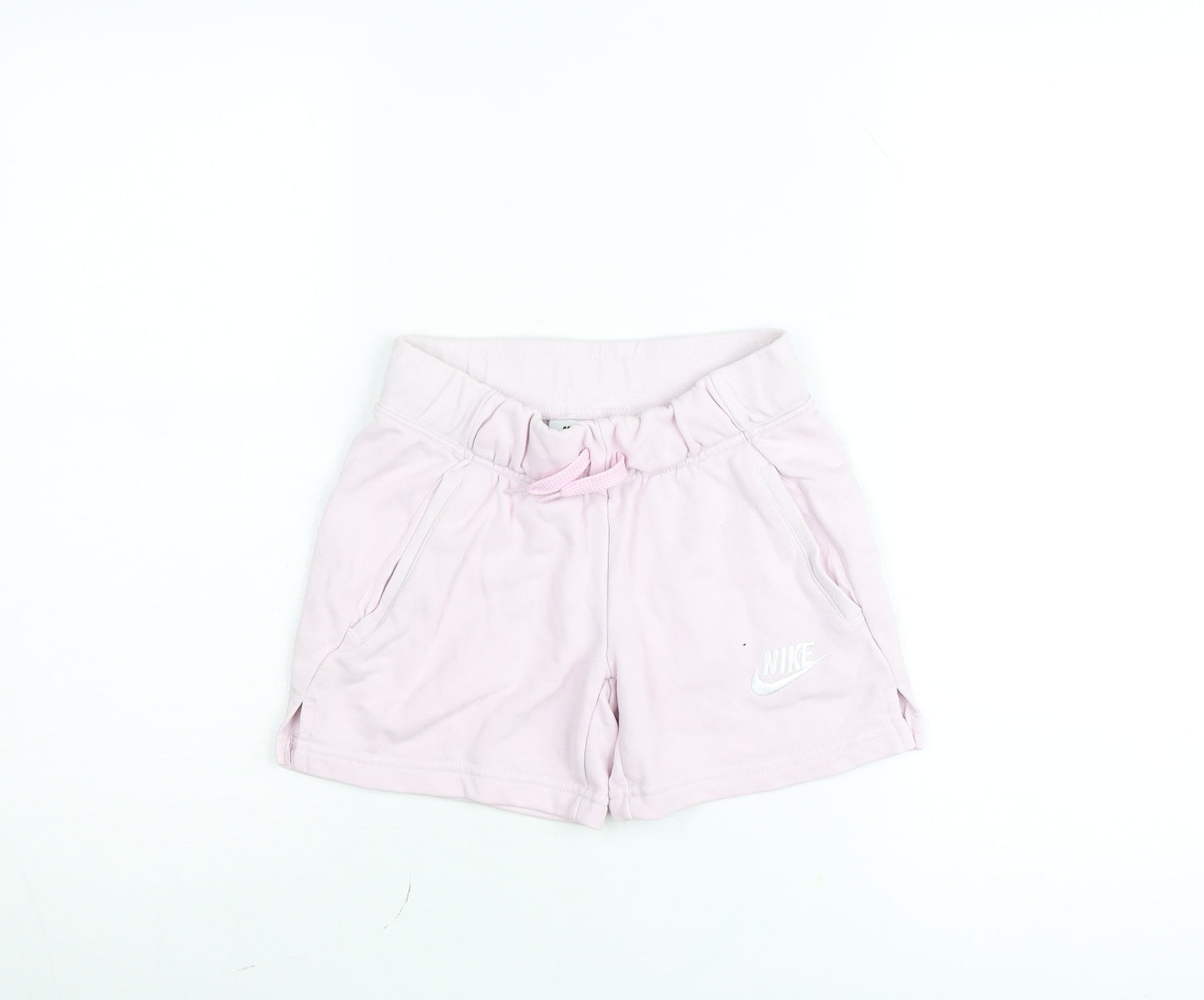 Nike Girls Pink Sweat Shorts Size 8-9 Years Elastic Waist Gym Training