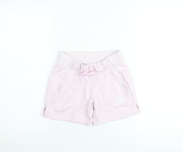 Nike Girls Pink Sweat Shorts Size 8-9 Years Elastic Waist Gym Training