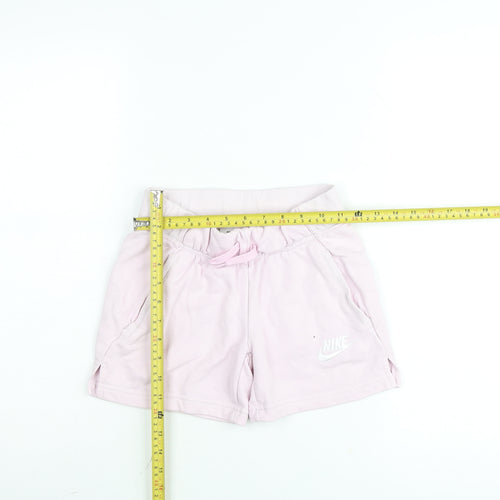 Nike Girls Pink Sweat Shorts Size 8-9 Years Elastic Waist Gym Training