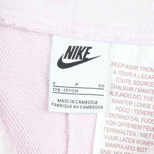 Nike Girls Pink Sweat Shorts Size 8-9 Years Elastic Waist Gym Training