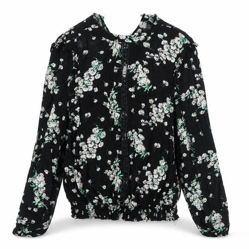 Oasis Women's Black Floral Blouse Size 10 Tunic Style Long Sleeve