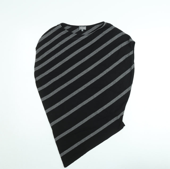 Phase Eight Womens Black Striped Jersey T-Shirt Size 10