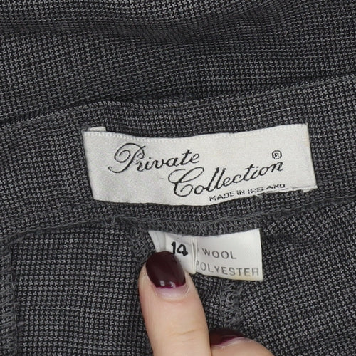 Private Collection Women's Grey Wool Blend Straight Leg Trousers Size 14
