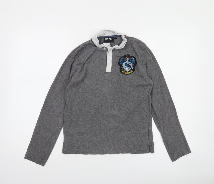 Harry Potter Boys Grey Ravenclaw Long Sleeve Henley T-Shirt 11-12 Years