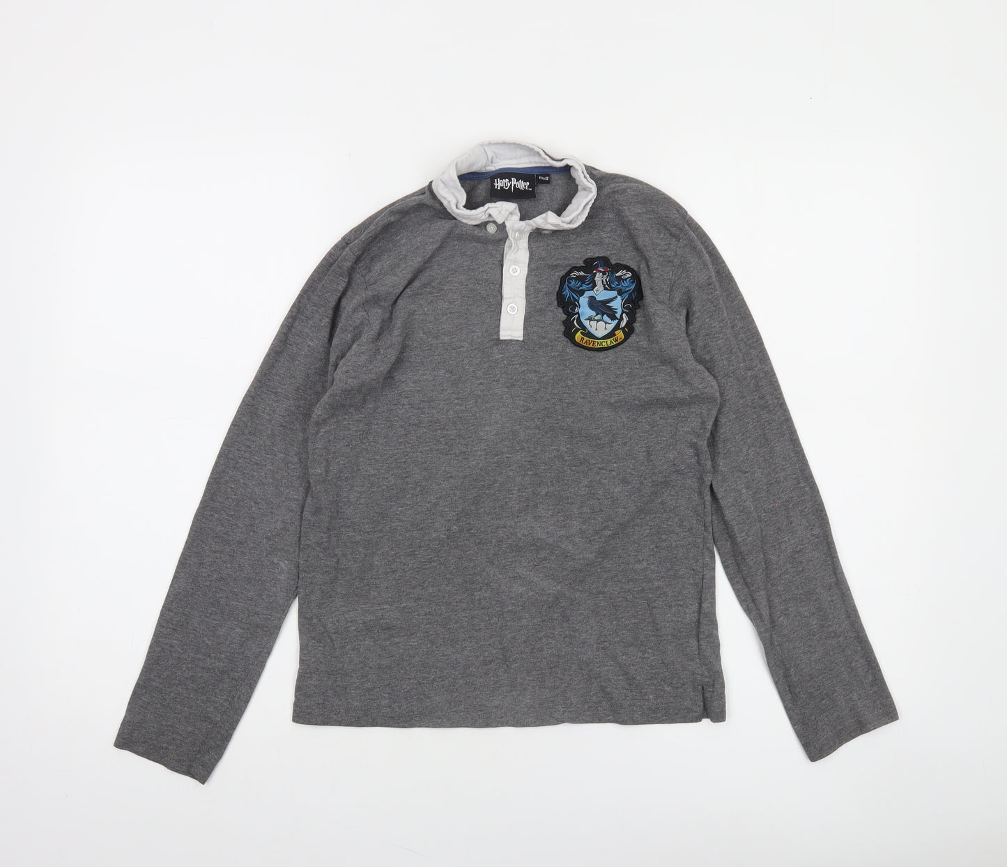 Harry Potter Boys Grey Ravenclaw Long Sleeve Henley T-Shirt 11-12 Years