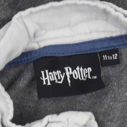 Harry Potter Boys Grey Ravenclaw Long Sleeve Henley T-Shirt 11-12 Years